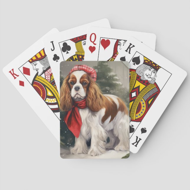 Cavalier King Charles Spaniel Dog Christmas Playing Cards (Back)