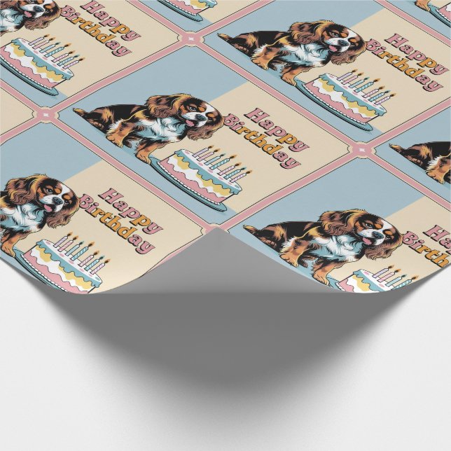 Cavalier King Charles Spaniel Dog Colourful Wrapping Paper (Corner)