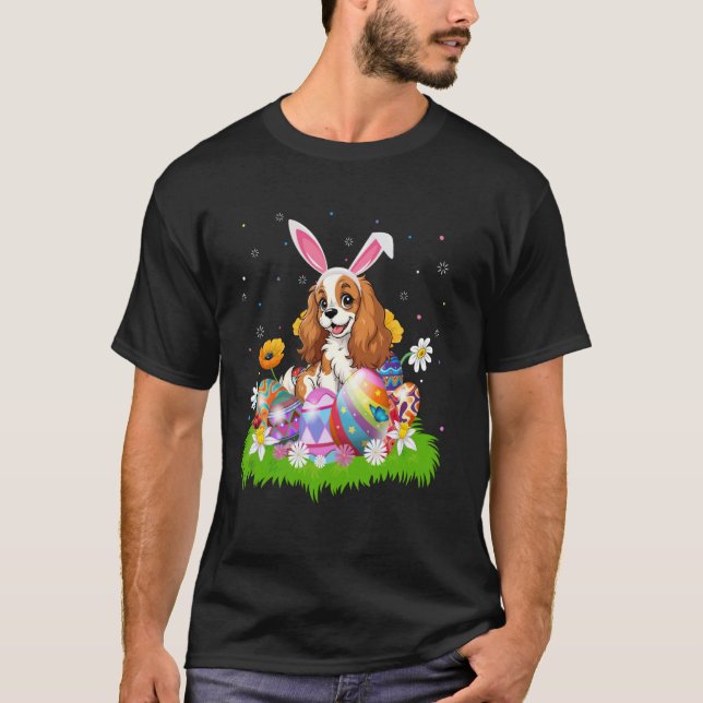 Cavalier King Charles Spaniel Dog Easter Egg Hunt  T-Shirt (Front)