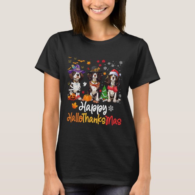 Cavalier King Charles Spaniel Dog Halloween Christ T-Shirt (Front)