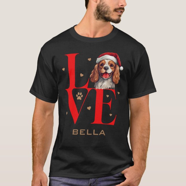 Cavalier King Charles Spaniel Dog Love Christmas T-Shirt (Front)