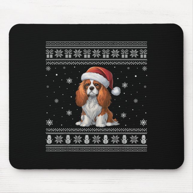 Cavalier King Charles Spaniel Dog Lovers Ugly Xmas Mouse Pad (Front)