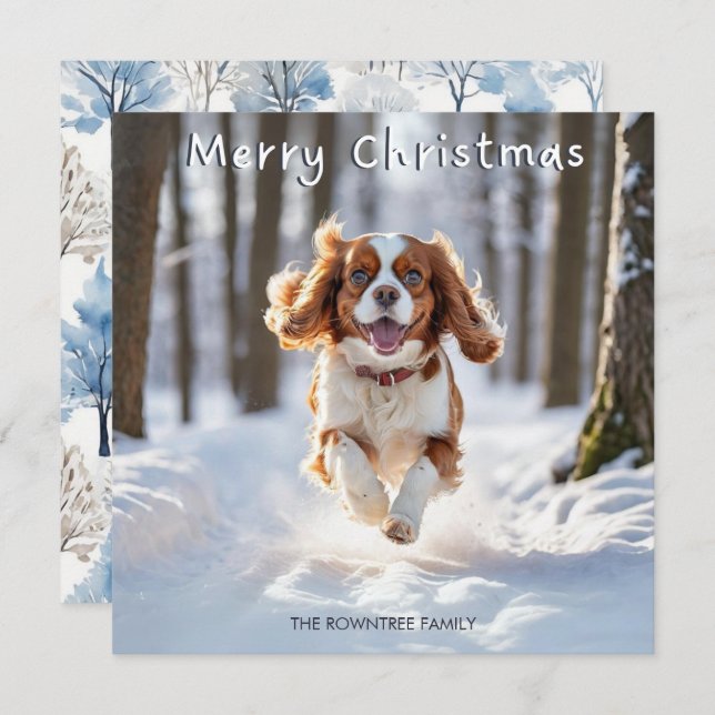 Cavalier King Charles Spaniel Dog Merry Christmas Holiday Card (Front/Back)