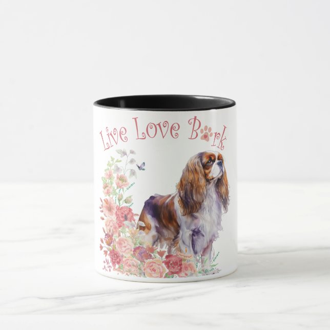 Cavalier King Charles Spaniel Dog Mum Floral Mug (Center)