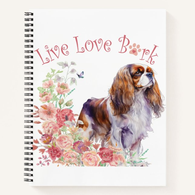 Cavalier King Charles Spaniel Dog Mum Floral Notebook (Front)