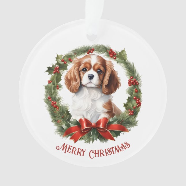 Cavalier King Charles Spaniel Dog Name Christmas  Ornament (Front)
