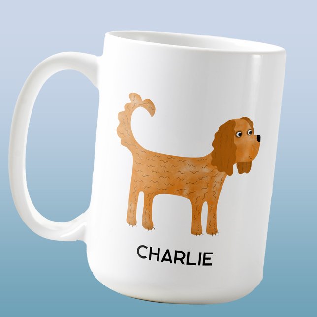 Cavalier King Charles Spaniel Dog Personalised Coffee Mug (Ruby King Charles Cavalier Spaniel coffee mug with personalized custom name)