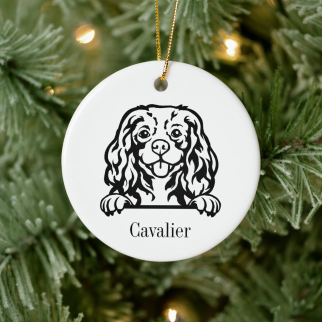 Cavalier King Charles Spaniel dog Personalised Pet Ceramic Ornament (Tree)