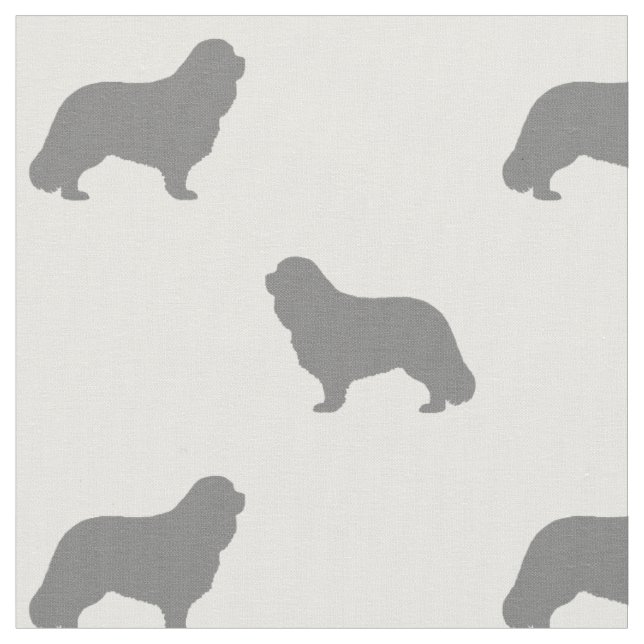 Cavalier King Charles Spaniel Dog Silhouettes Fabric (Close Up)