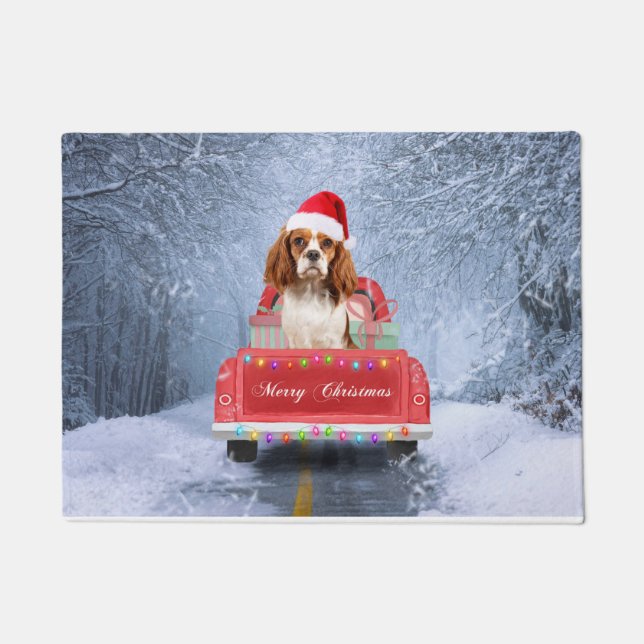 Cavalier King Charles Spaniel Dog Snow christmas  Doormat (Front)