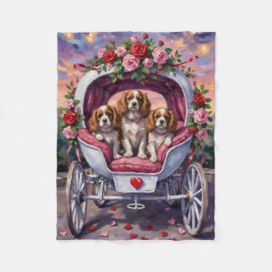 Cavalier King Charles Spaniel Dog Valentine's Day Fleece Blanket