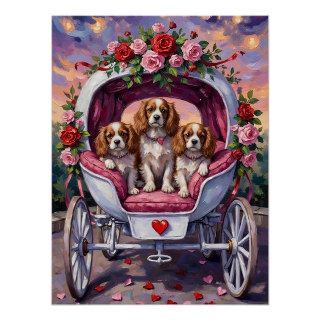 Cavalier King Charles Spaniel Dog Valentine's Day Poster (Front)