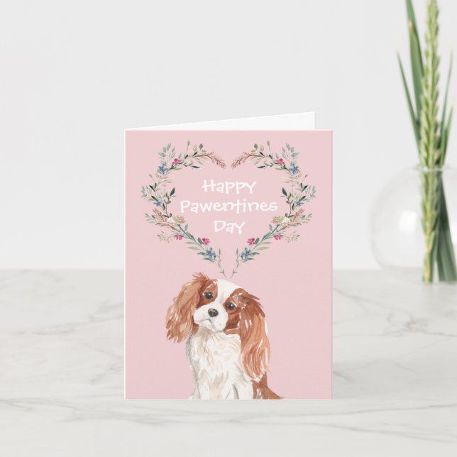 Cavalier King Charles Spaniel Dog Valentines Holiday Card (Front)