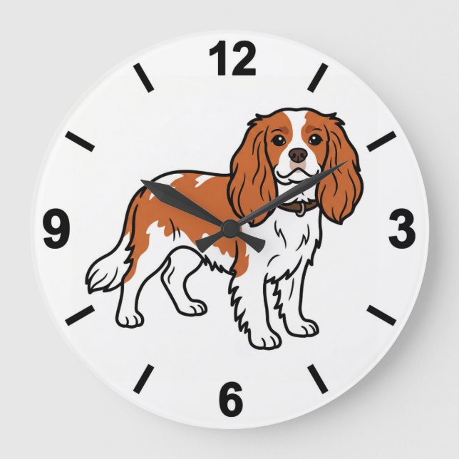 Cavalier King Charles Spaniel Dog Wall Clock (Front)