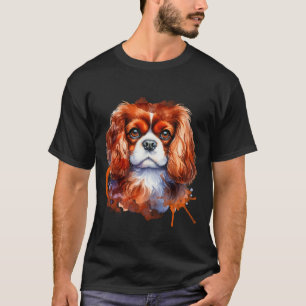 Cavalier King Charles Spaniel Dog Watercolor Art T-Shirt