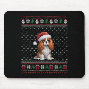 Cavalier King Charles Spaniel Dog Wearing Santa Ha Mouse Pad