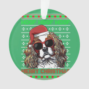 Cavalier King Charles Spaniel Dog Woof Merry Chris Ornament