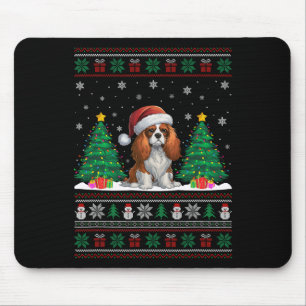 Cavalier King Charles Spaniel Dog Xmas Tree Lights Mouse Pad