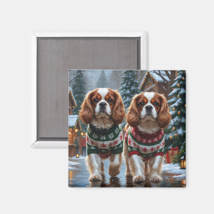 Cavalier King Charles Spaniel Dogs Christmas Snow Magnet