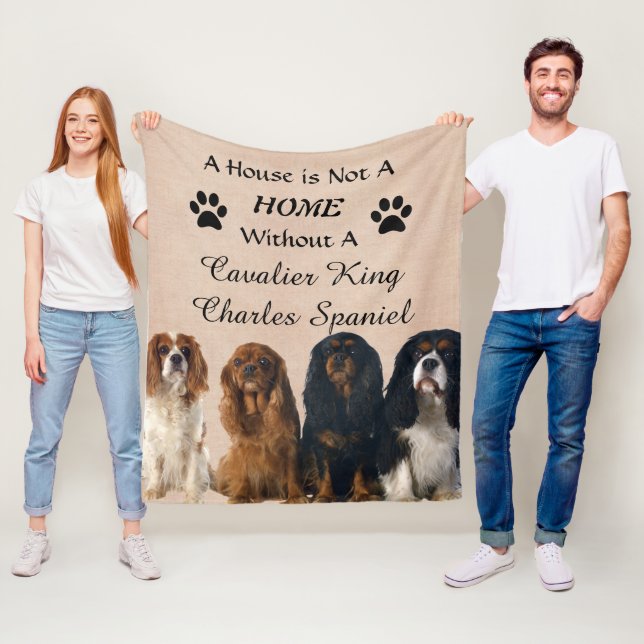 Cavalier King Charles Spaniel Dogs - House Home Fleece Blanket (In Situ)