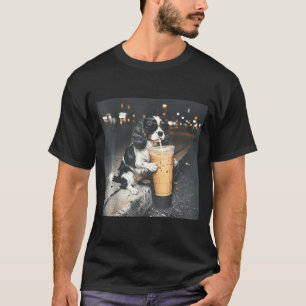 Cavalier king charles spaniel drinking iced coffee T-Shirt