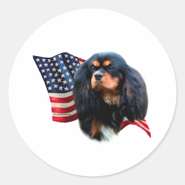 Cavalier King Charles Spaniel Flag Classic Round Sticker (Front)