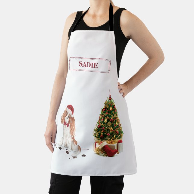 Cavalier King Charles Spaniel Funny Christmas Dog Apron (Insitu)