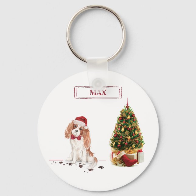 Cavalier King Charles Spaniel Funny Christmas Dog Key Ring (Front)