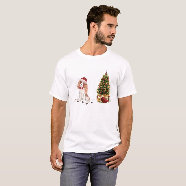 Cavalier King Charles Spaniel Funny Christmas Dog T-Shirt (Front Full)