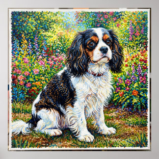 Cavalier King Charles Spaniel Garden Poster | Poin