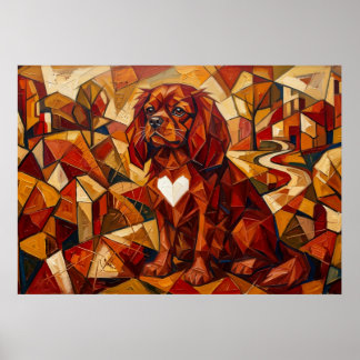Cavalier King Charles Spaniel Geometric Cubist Pos Poster