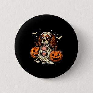 Cavalier King Charles Spaniel Ghost Halloween Cava 6 Cm Round Badge