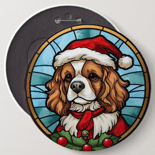 Cavalier King Charles Spaniel Glass Christmas 6 Cm Round Badge