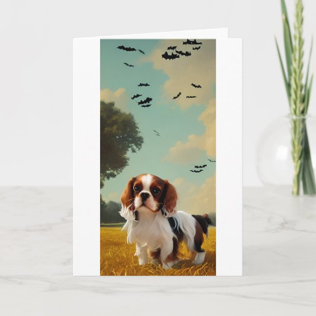 cavalier king charles spaniel halloween AI Card (Front)
