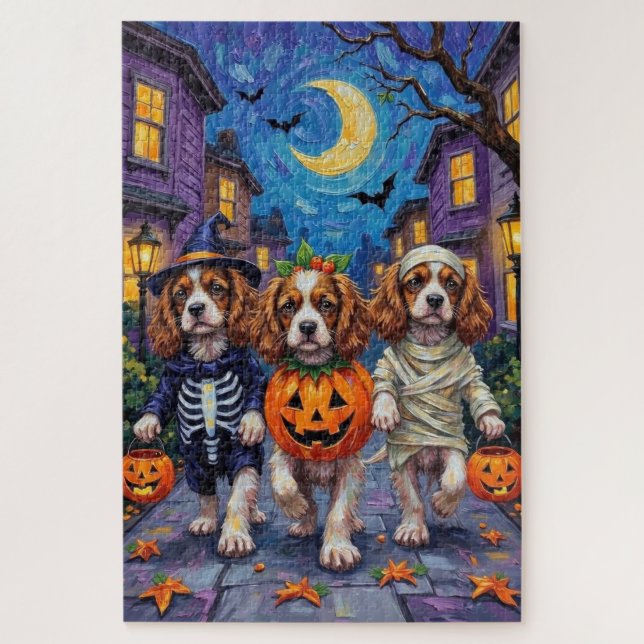 Cavalier King Charles Spaniel Halloween Costumes Jigsaw Puzzle (Vertical)