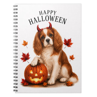 Cavalier King Charles Spaniel Halloween Devil Dog Notebook