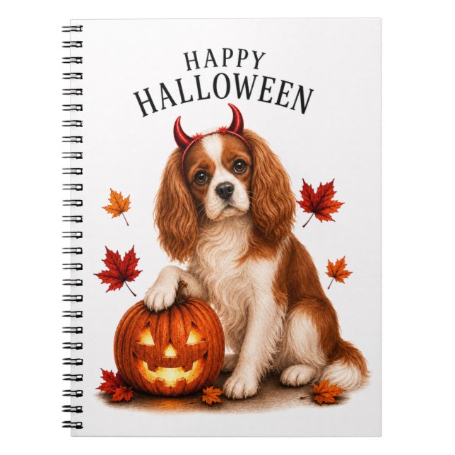 Cavalier King Charles Spaniel Halloween Devil Dog Notebook (Front)