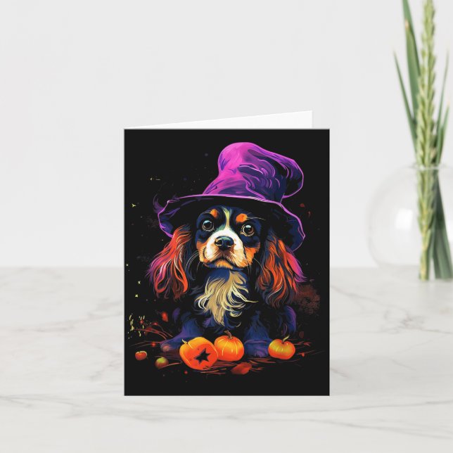 Cavalier King Charles Spaniel Halloween Dog Walk Card (Front)