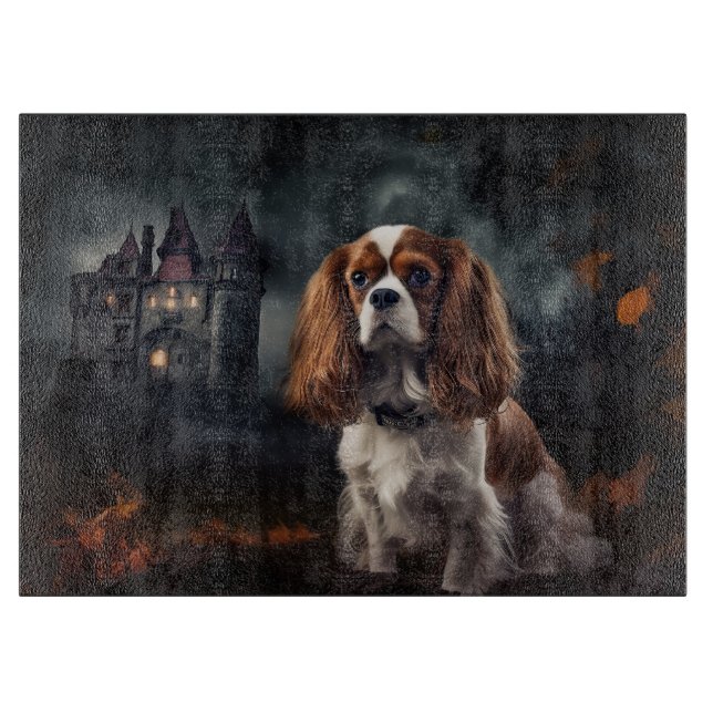 Cavalier King Charles Spaniel Halloween Scary Cutting Board (Front)