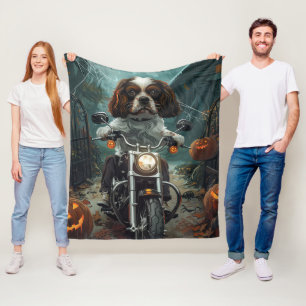 Cavalier King Charles Spaniel Halloween Scary Fleece Blanket
