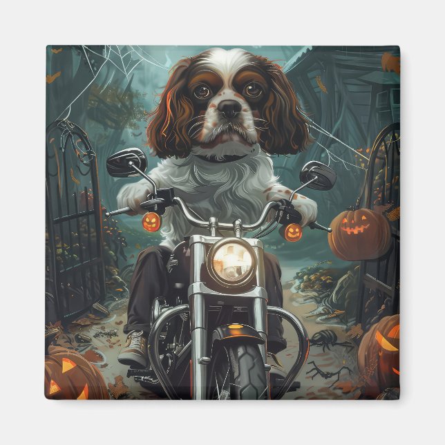 Cavalier King Charles Spaniel Halloween Scary Magnet (Front)