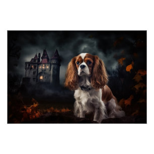 Cavalier King Charles Spaniel Halloween Scary Poster