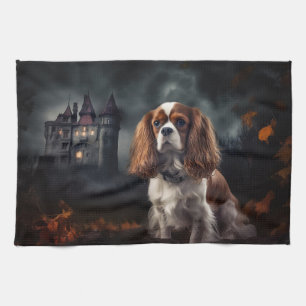 Cavalier King Charles Spaniel Halloween Scary Tea Towel