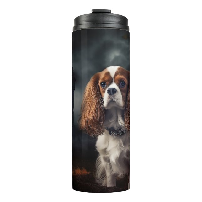 Cavalier King Charles Spaniel Halloween Scary Thermal Tumbler (Front)