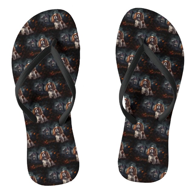 Cavalier King Charles Spaniel Halloween Scary Thongs (Footbed)