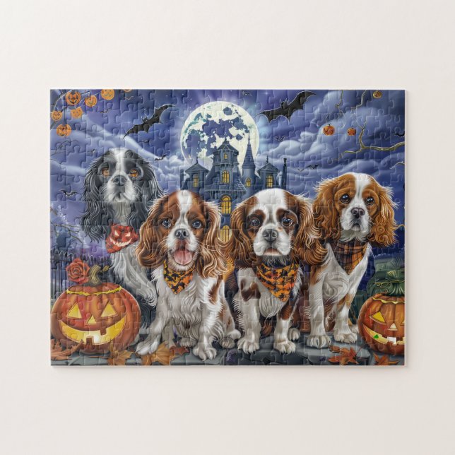 Cavalier King Charles Spaniel Halloween Spooky Jigsaw Puzzle (Horizontal)