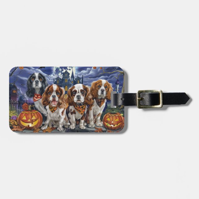 Cavalier King Charles Spaniel Halloween Spooky Luggage Tag (Front Horizontal)
