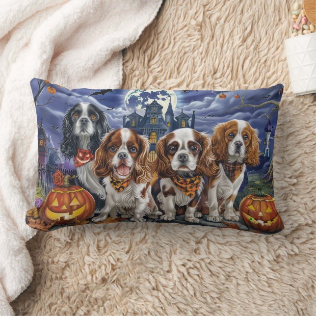 Cavalier King Charles Spaniel Halloween Spooky Lumbar Cushion (Blanket)