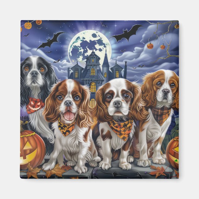 Cavalier King Charles Spaniel Halloween Spooky Magnet (Front)