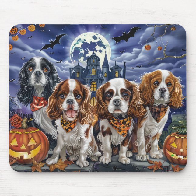 Cavalier King Charles Spaniel Halloween Spooky Mouse Pad (Front)